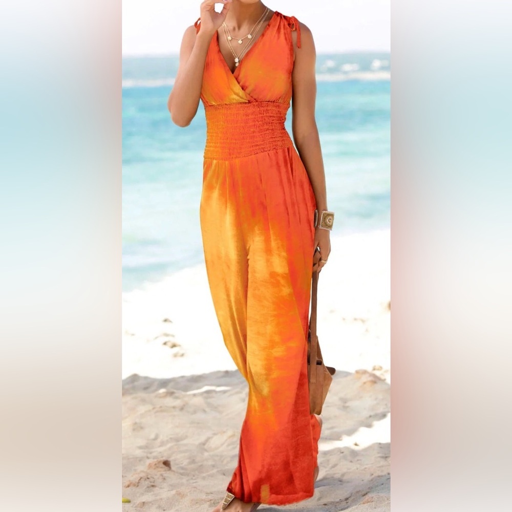 Lascana for Venus Desert Sunset Tie Dye Jumpsuit - Orange Multi